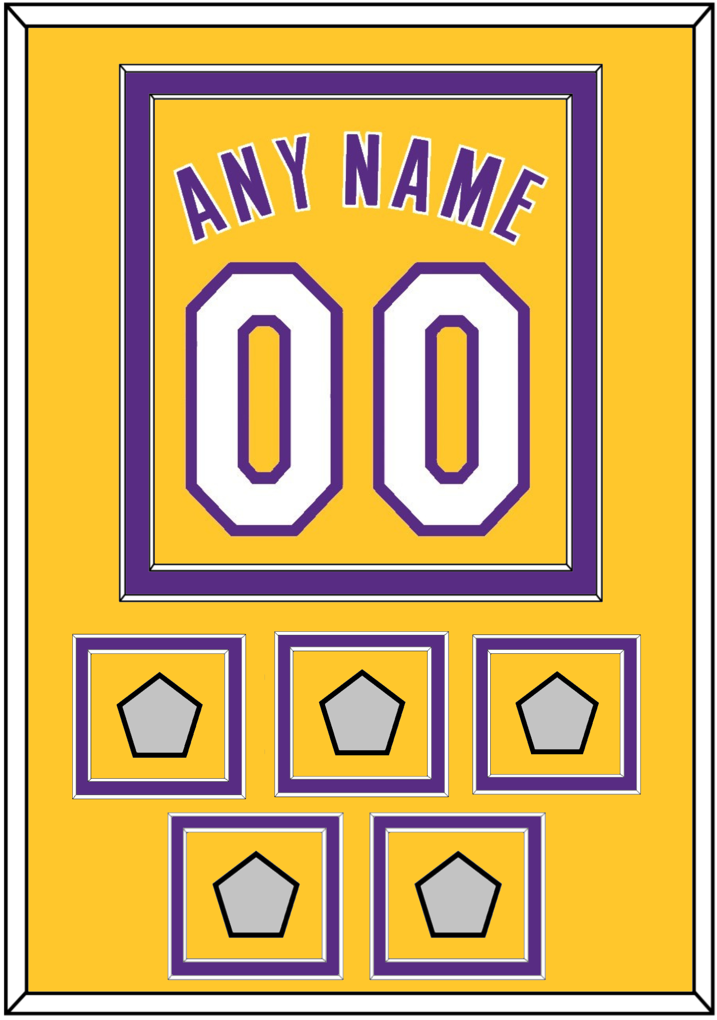 Los Angeles Name & Number With 5 Finals Patches - Home Yellow (1999-2018) - Signature Tier 2