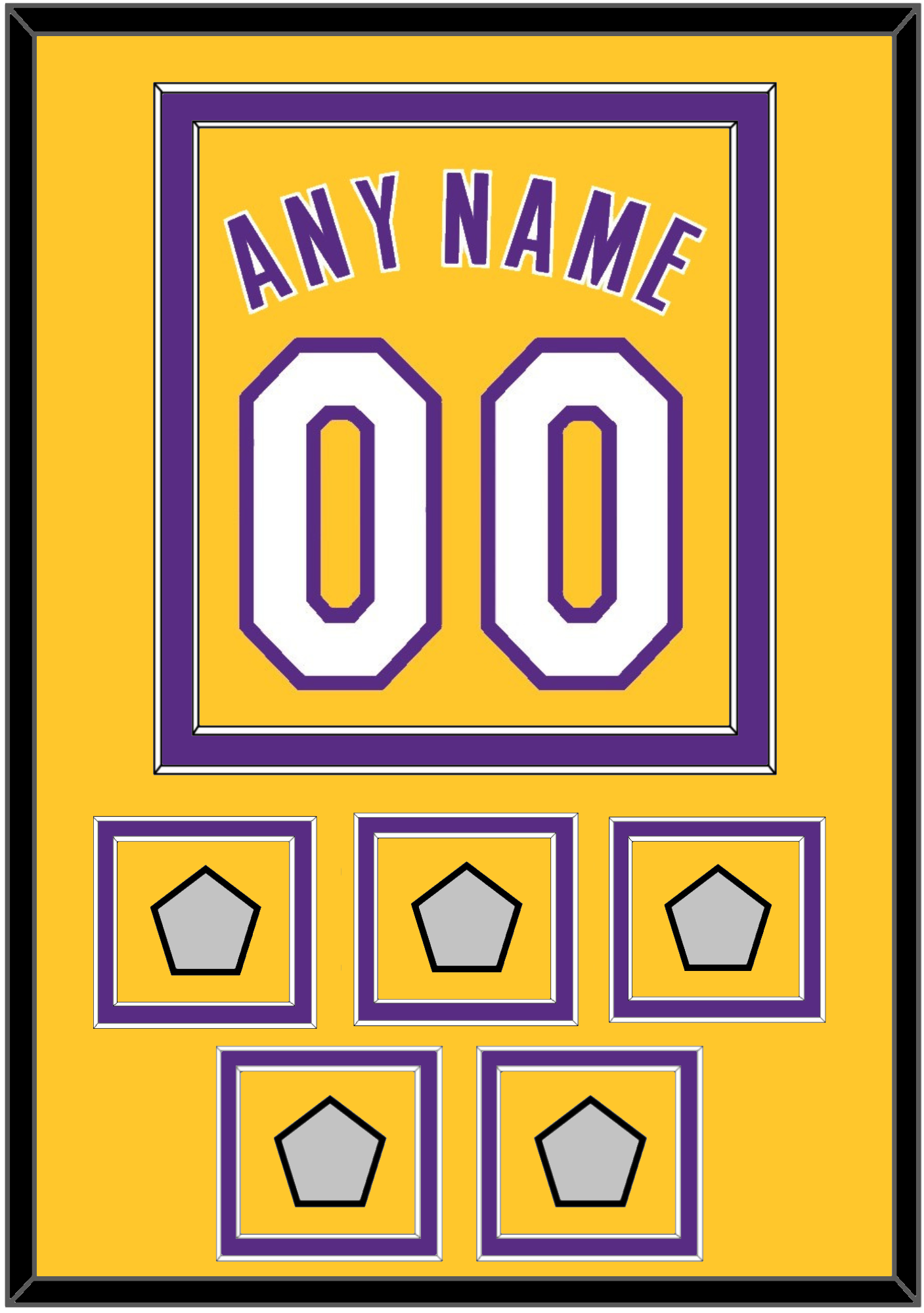Los Angeles Name & Number With 5 Finals Patches - Home Yellow (1999-2018) - Signature Tier 2