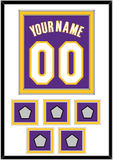 Los Angeles Name & Number With 5 Trophy Patches - Road Purple (1999-2004) - Double Mat 1