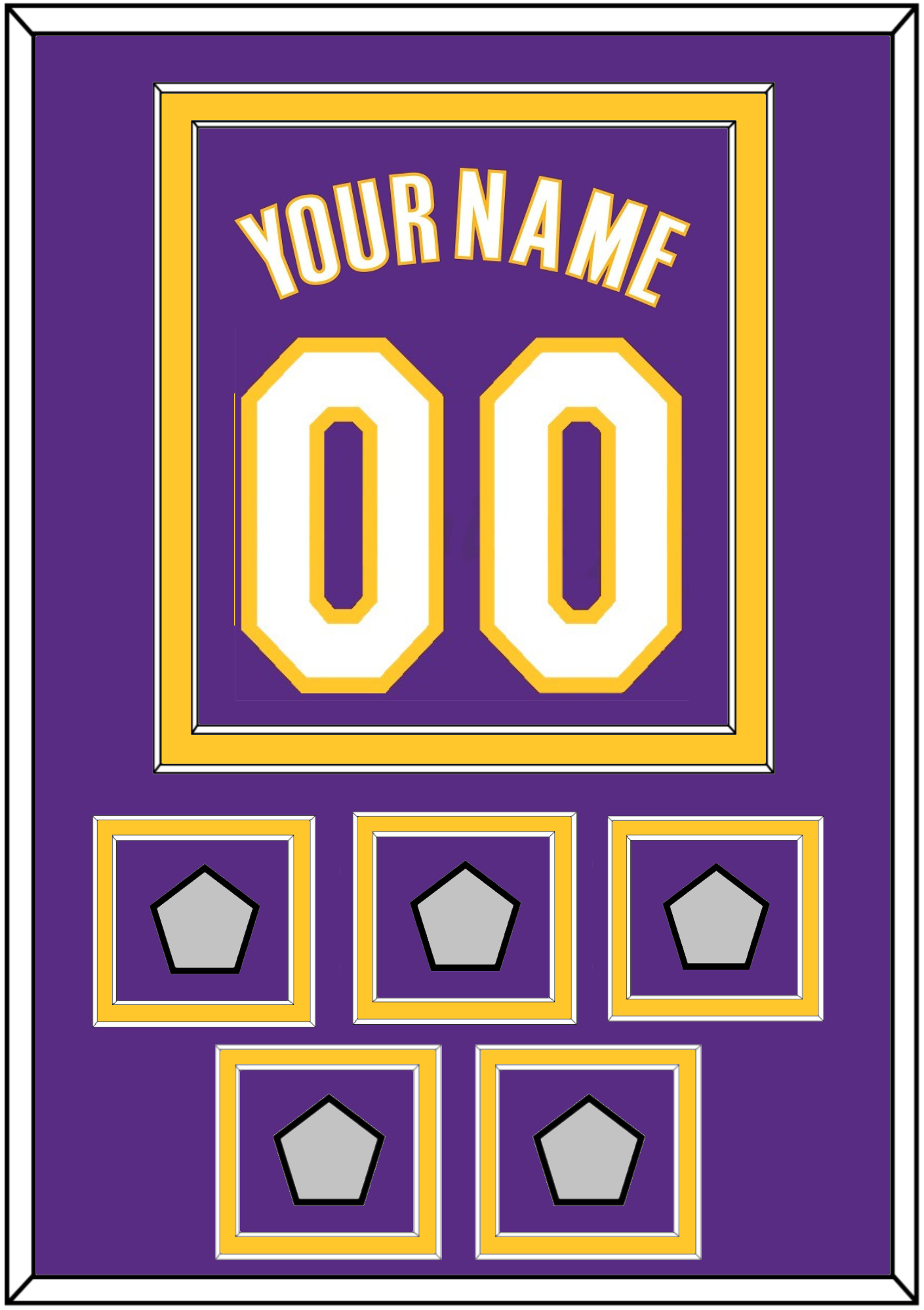Los Angeles Name & Number With 5 Finals Patches - Road Purple (1999-2004) - Signature Tier 2