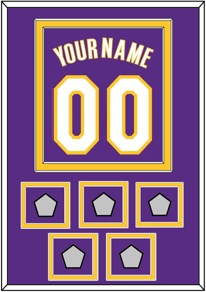 Los Angeles Name & Number With 5 Finals Patches - Road Purple (1999-2004) - Signature Tier 2
