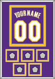 Los Angeles Name & Number With 5 Trophy Patches - Road Purple (1999-2004) - Double Mat 2