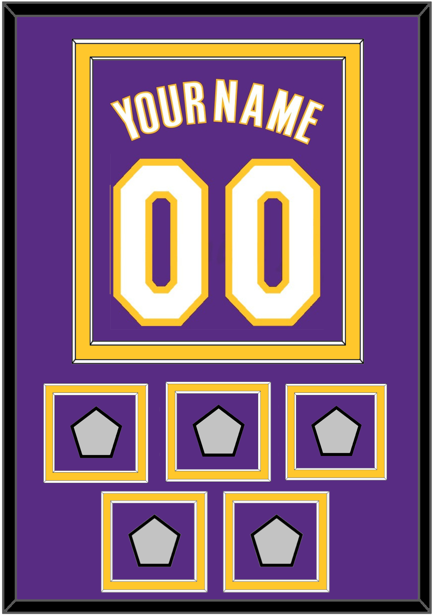 Los Angeles Name & Number With 5 Finals Patches - Road Purple (1999-2004) - Signature Tier 2