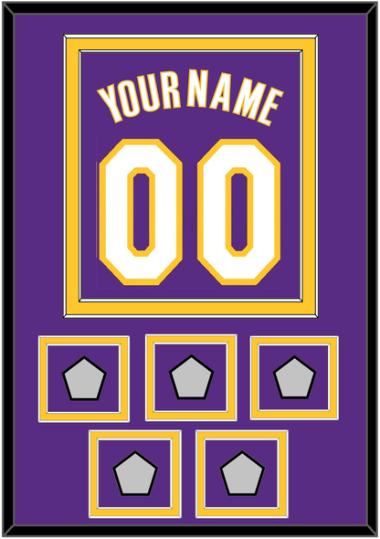Los Angeles Name & Number With 5 Finals Patches - Road Purple (1999-2004) - Signature Tier 2