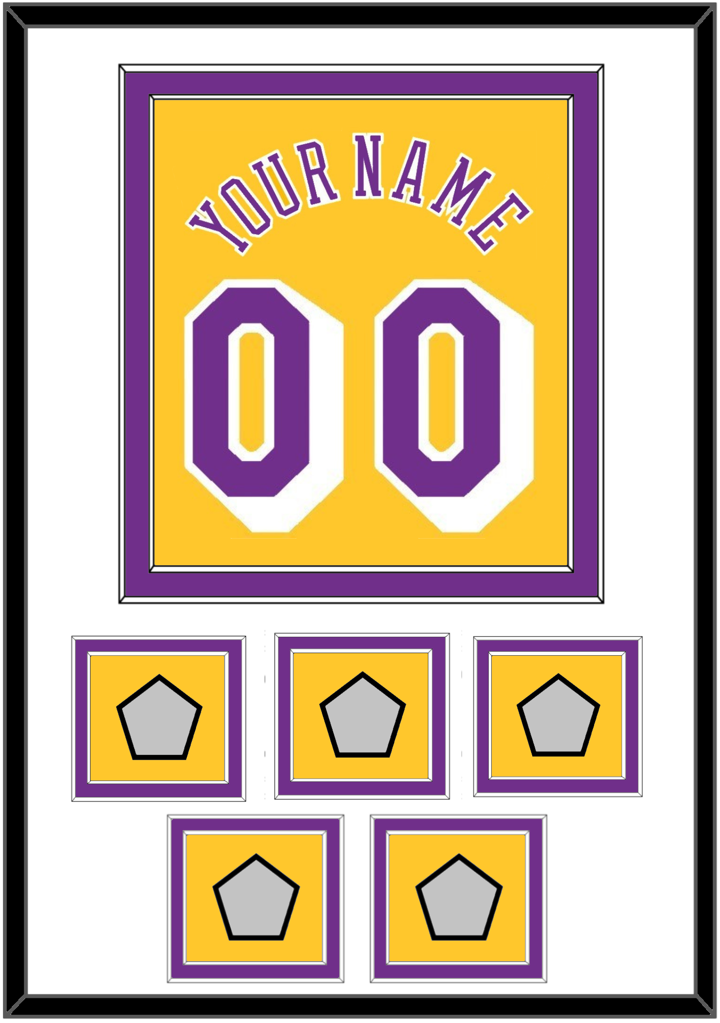 Los Angeles Name & Number With 5 Trophy Patches - Home Yellow (1978-1997) - Signature Tier 1