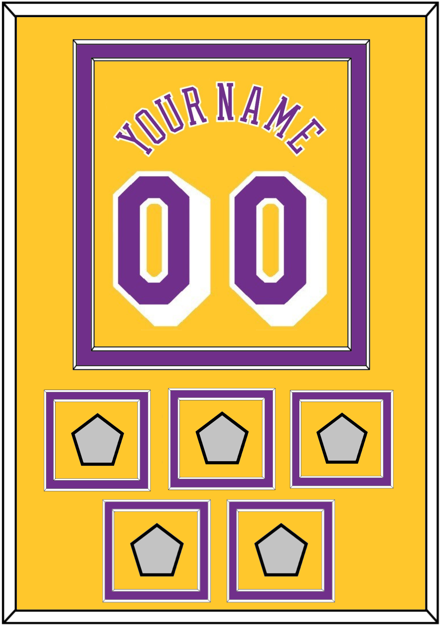 Los Angeles Name & Number With 5 Trophy Patches - Home Yellow (1978-1997) - Signature Tier 2