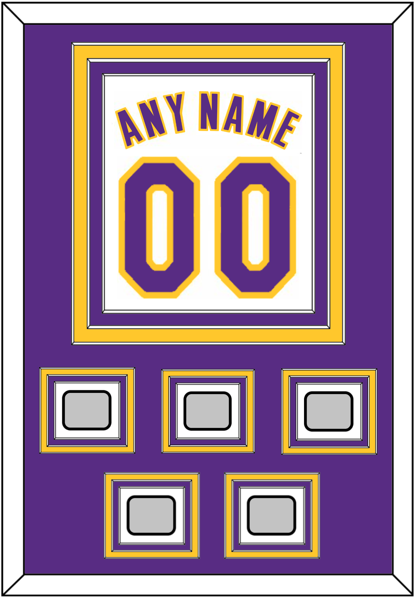 Los Angeles Name & Number With 5 Finals Patches - Alternate White (2002-2018) - Premier Tier 2