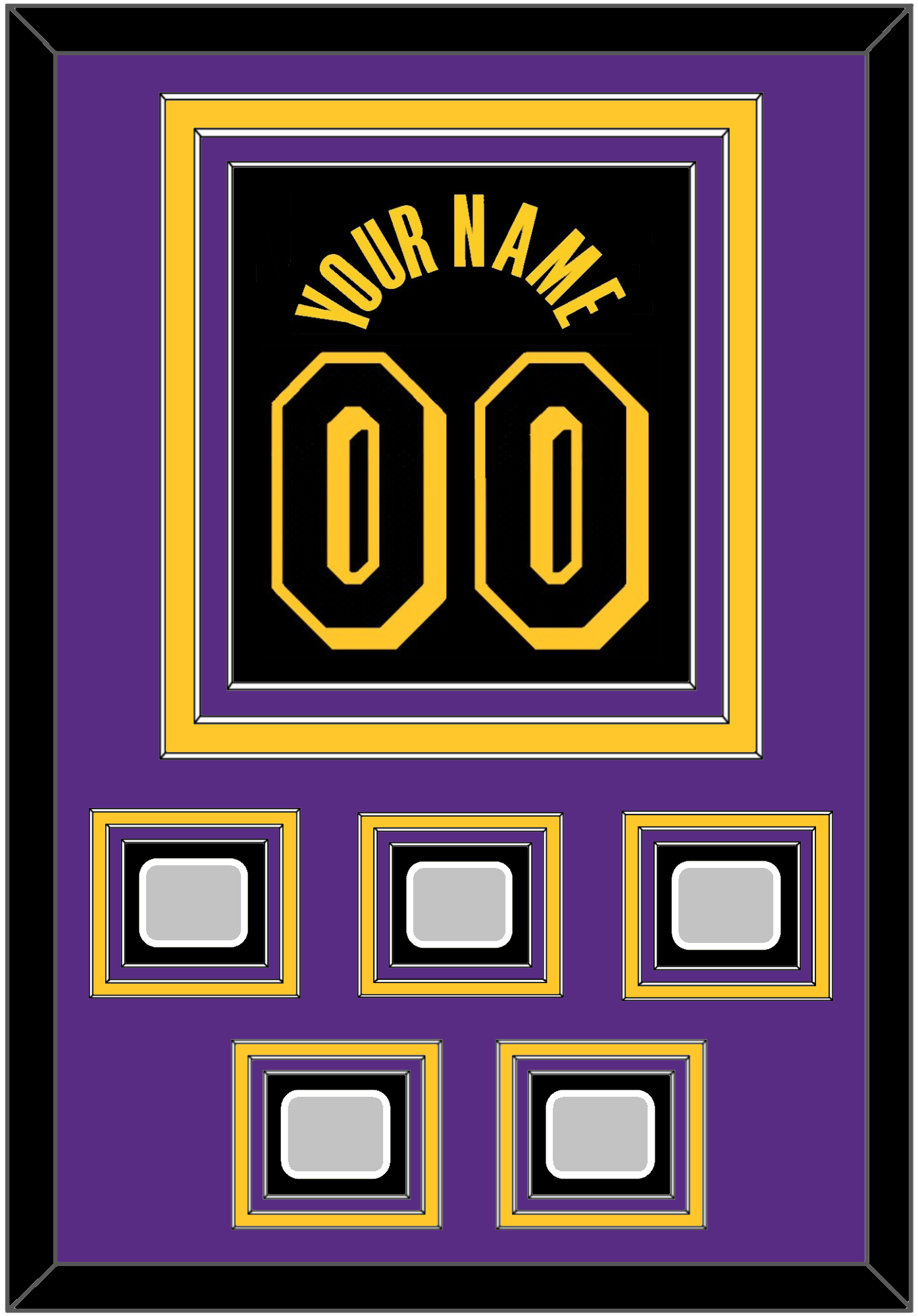 Los Angeles Name & Number With 5 Trophy Patches - Black Mamba (2017-2018, 2020) - Premier Tier 3