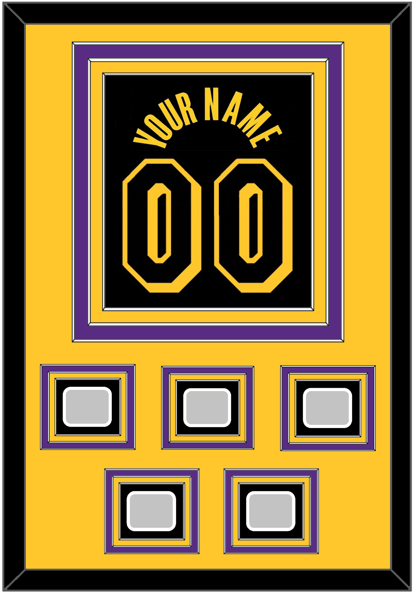 Los Angeles Name & Number With 5 Trophy Patches - Black Mamba (2017-2018, 2020) - Premier Tier 4