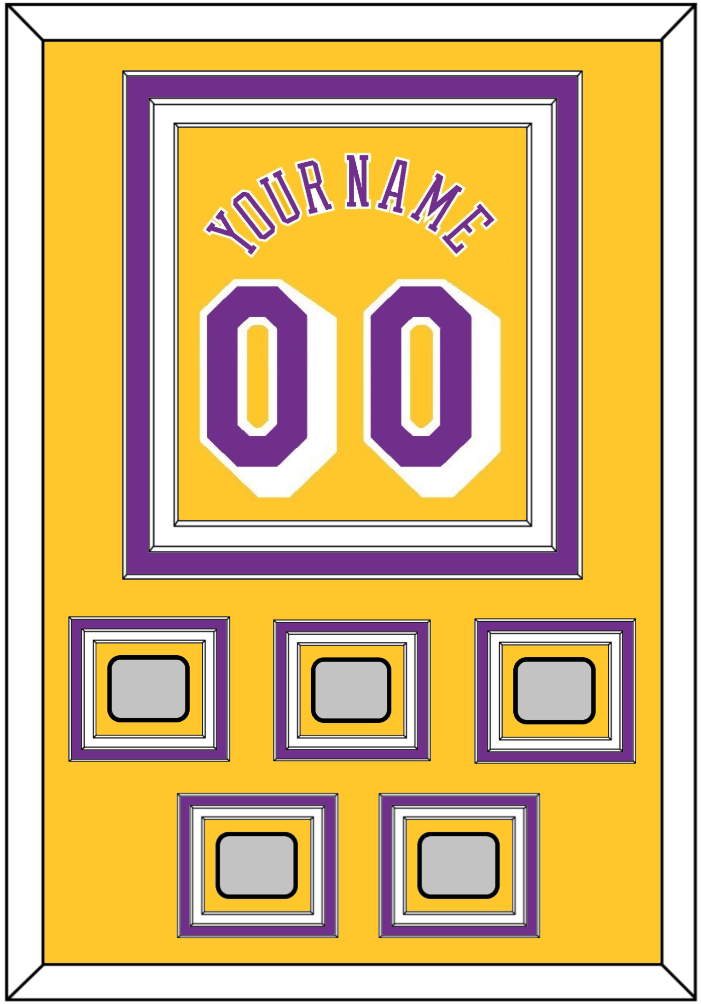 Los Angeles Name & Number With 5 Trophy Patches - Home Yellow (1978-1997) - Premier Tier 2