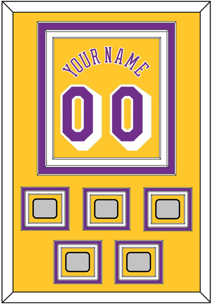 Los Angeles Name & Number With 5 Trophy Patches - Home Yellow (1978-1997) - Premier Tier 2
