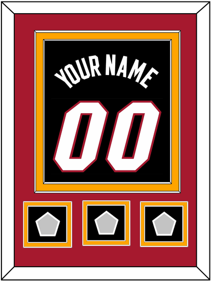 Miami Name & Number With 3 Finals Patches - Road Black (1999-2008) - Signature Tier 3