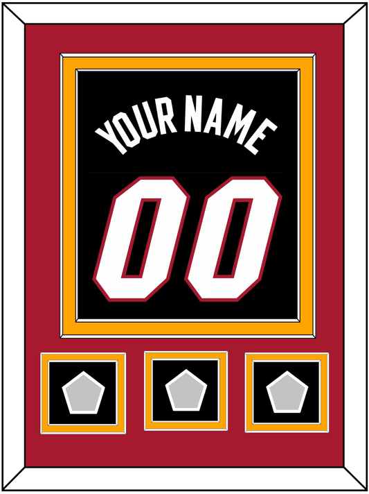 Miami Name & Number With 3 Finals Patches - Road Black (1999-2008) - Signature Tier 3