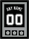 San Antonio Name & Numbers With 3 Champions Banner Patches - Road Black (2002-2017) - Single Mat 2