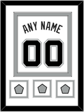 San Antonio Name & Numbers With 3 Champions Banner Patches - Home White (2002-2017) - Double Mat 1