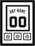 San Antonio Name & Numbers With 3 Champions Banner Patches - Home White (2002-2017) - Double Mat 2