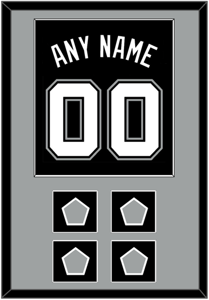 San Antonio Name & Numbers With 4 Finals Patches - Road Black (2002-2017) - Essential Tier 2