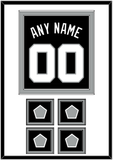San Antonio Name & Numbers With 4 Champions Banner Patches - Road Black (1989-2002) - Double Mat 1