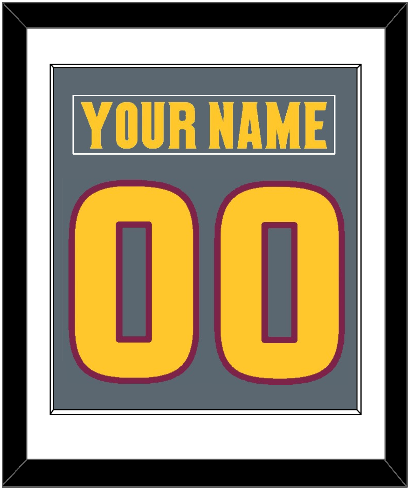 Arizona State Hockey Nameplate & Number (Back) Combined - Alternate Dark Gray (2019-2024) - Essential Tier 1