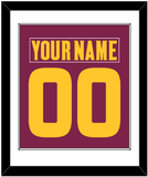 Arizona State Hockey Nameplate & Number (Back) Combined - Road Maroon (2021-2023) - Single Mat 1