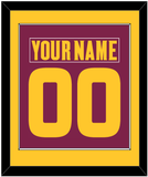 Arizona State Hockey Nameplate & Number (Back) Combined - Road Maroon (2021-2023) - Single Mat 2