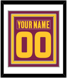 Arizona State Hockey Nameplate & Number (Back) Combined - Road Maroon (2021-2023) - Triple Mat 1