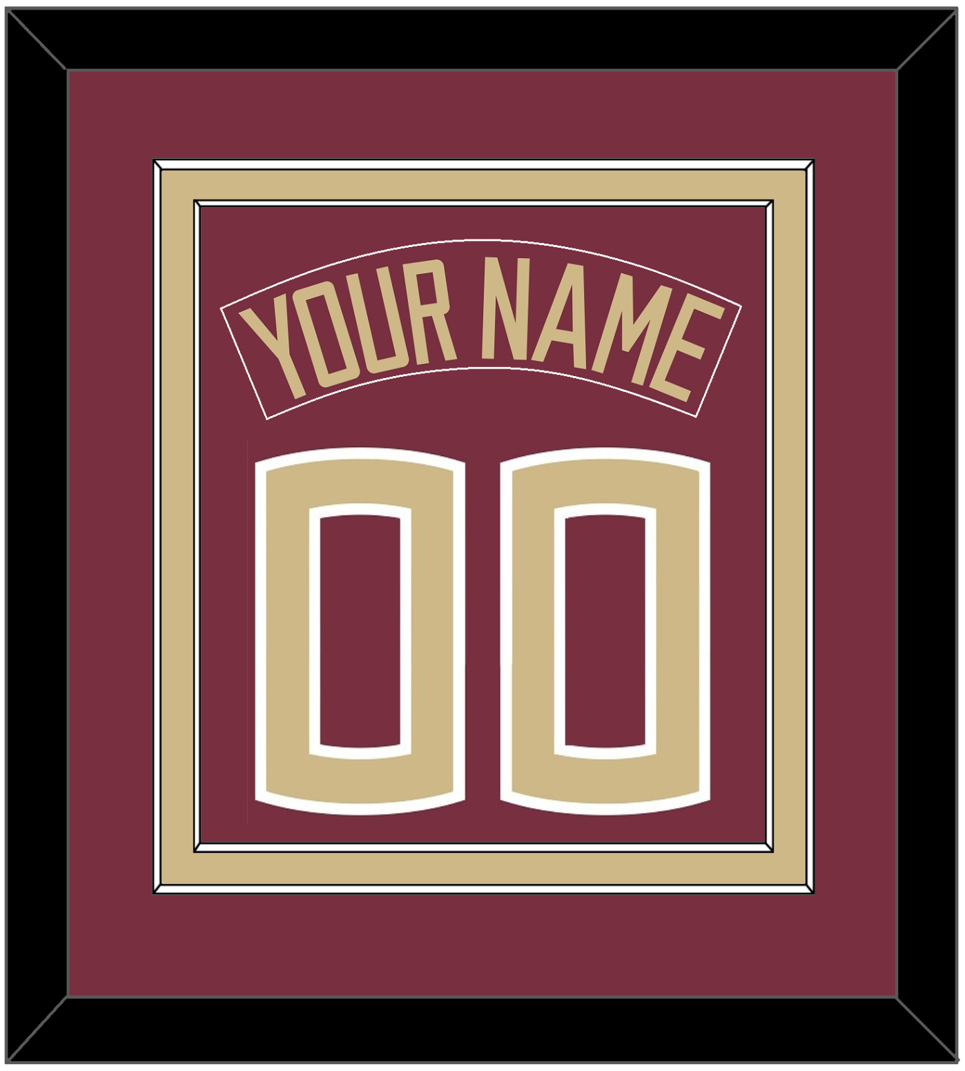 Florida State Baseball Nameplate & Number (Back) Combined - Alternate Garnet (2016-2018) - Signature Tier 2