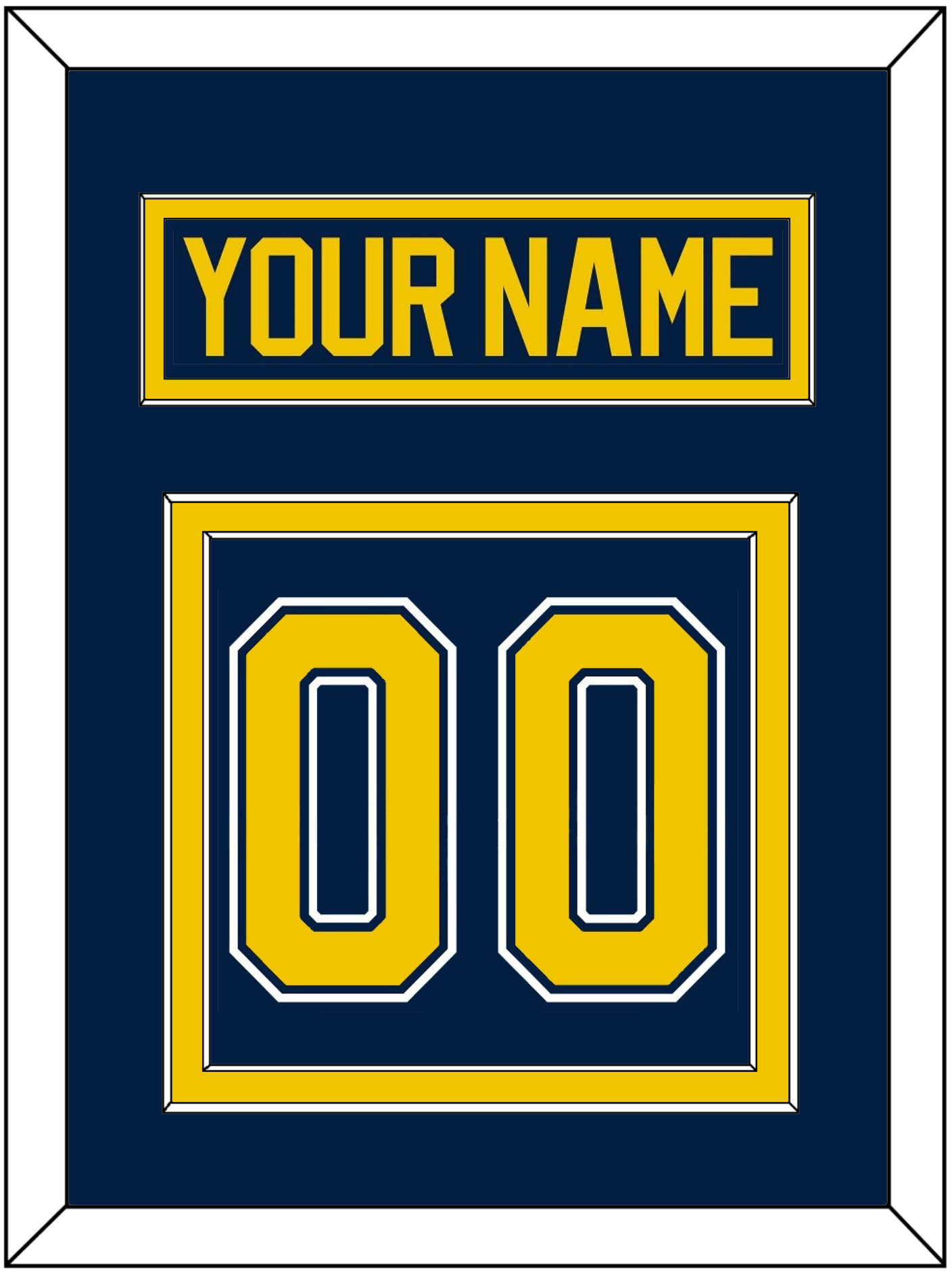 Michigan Hockey Nameplate & Number (Back) - Road Blue (2021-2023) - Signature Tier 2