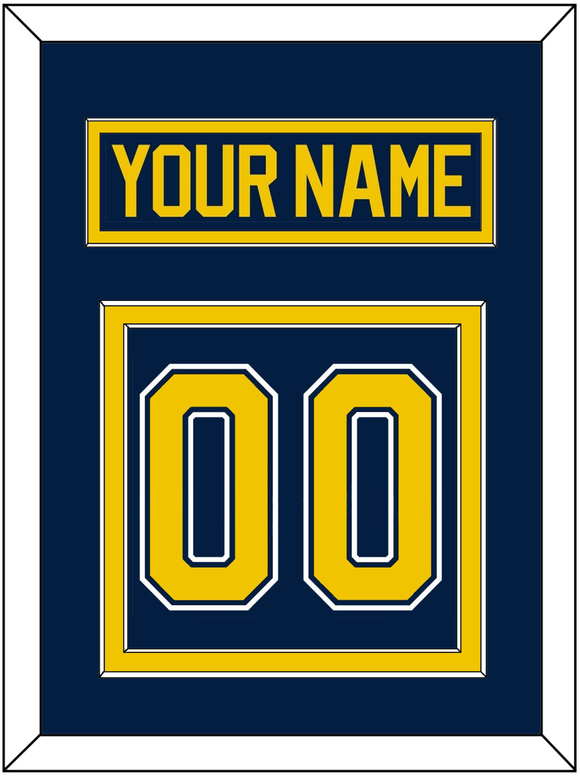 Michigan Nameplate & Number (Back) - Road Blue (2021-2023) - Double Mat 2