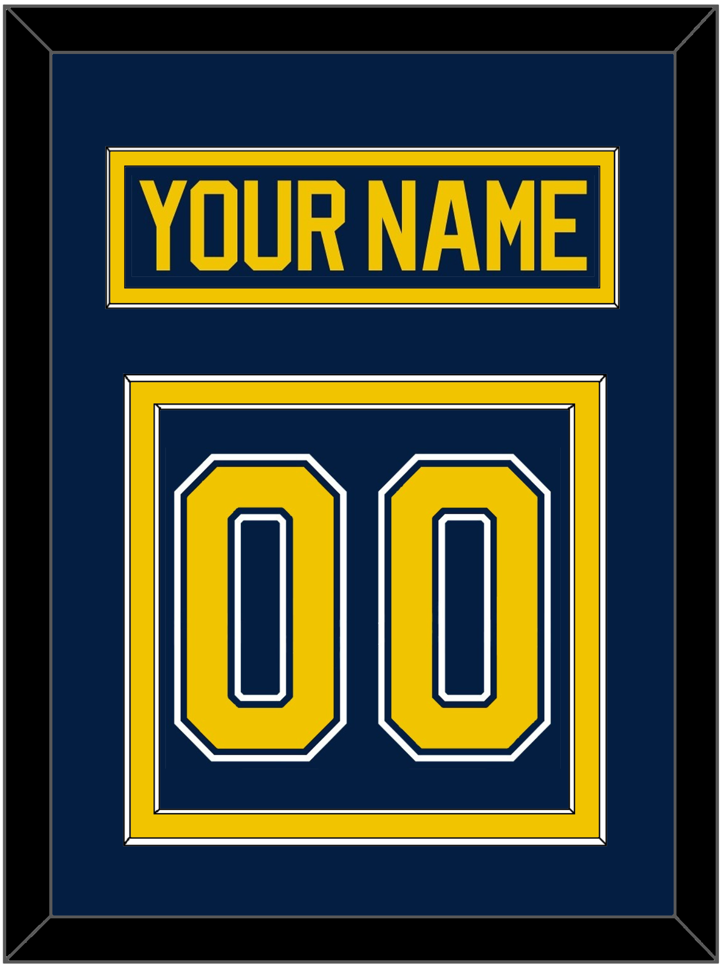 Michigan Hockey Nameplate & Number (Back) - Road Blue (2021-2023) - Signature Tier 2