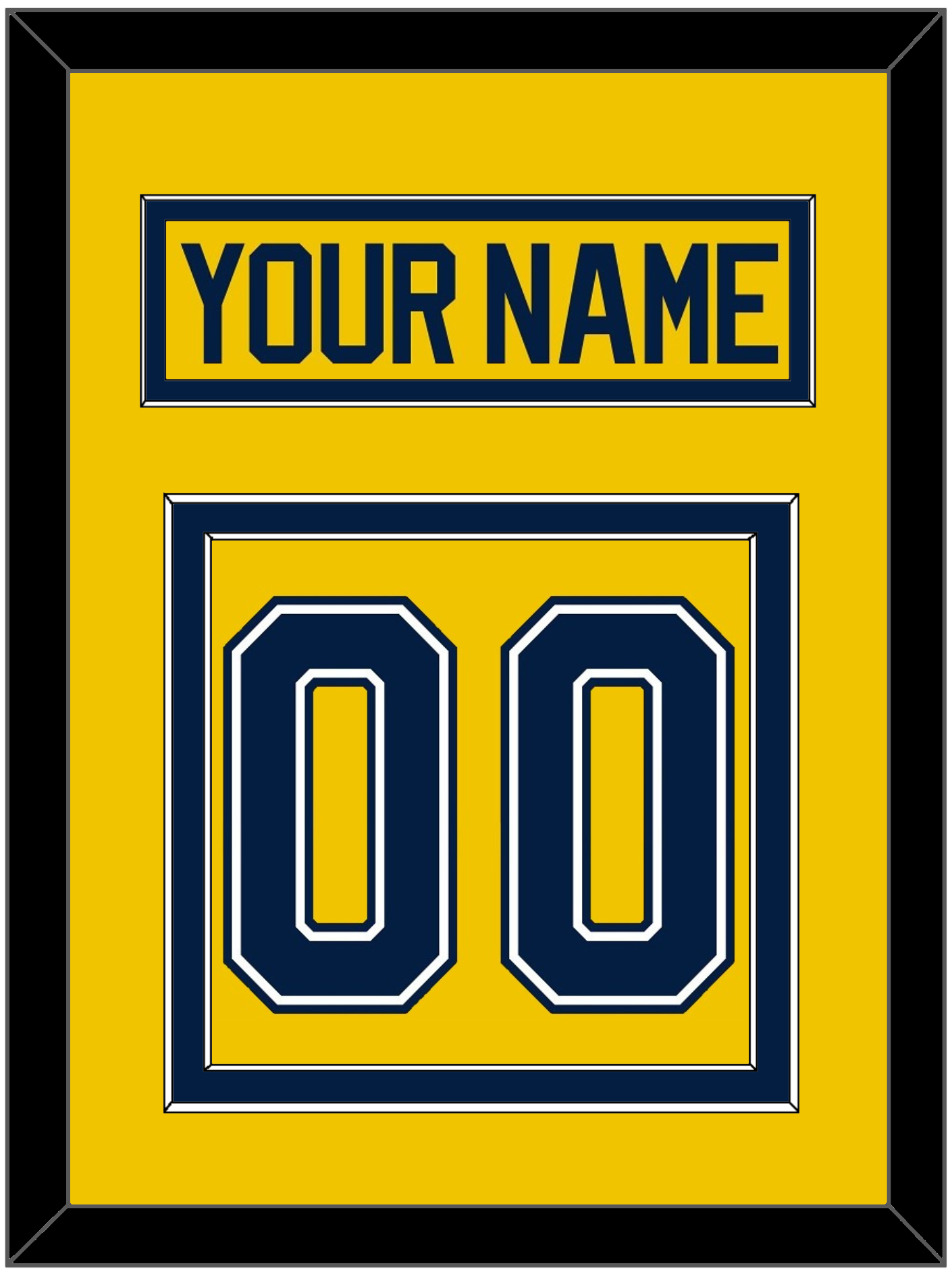 Michigan Hockey Nameplate & Number (Back) - Alternate Maize (2021-2023) - Signature Tier 2