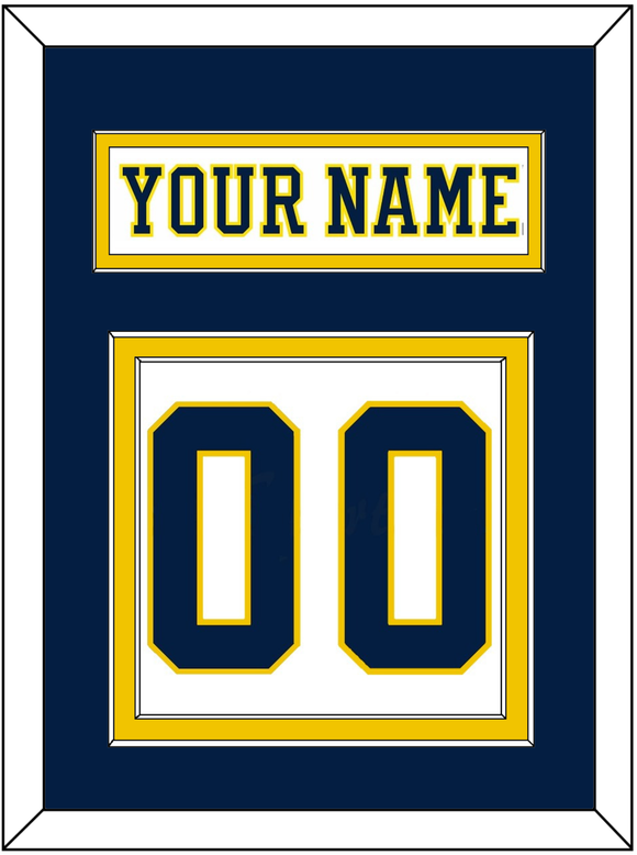 Michigan Nameplate & Number (Back) - Home White (2019-2020) - Double Mat 3