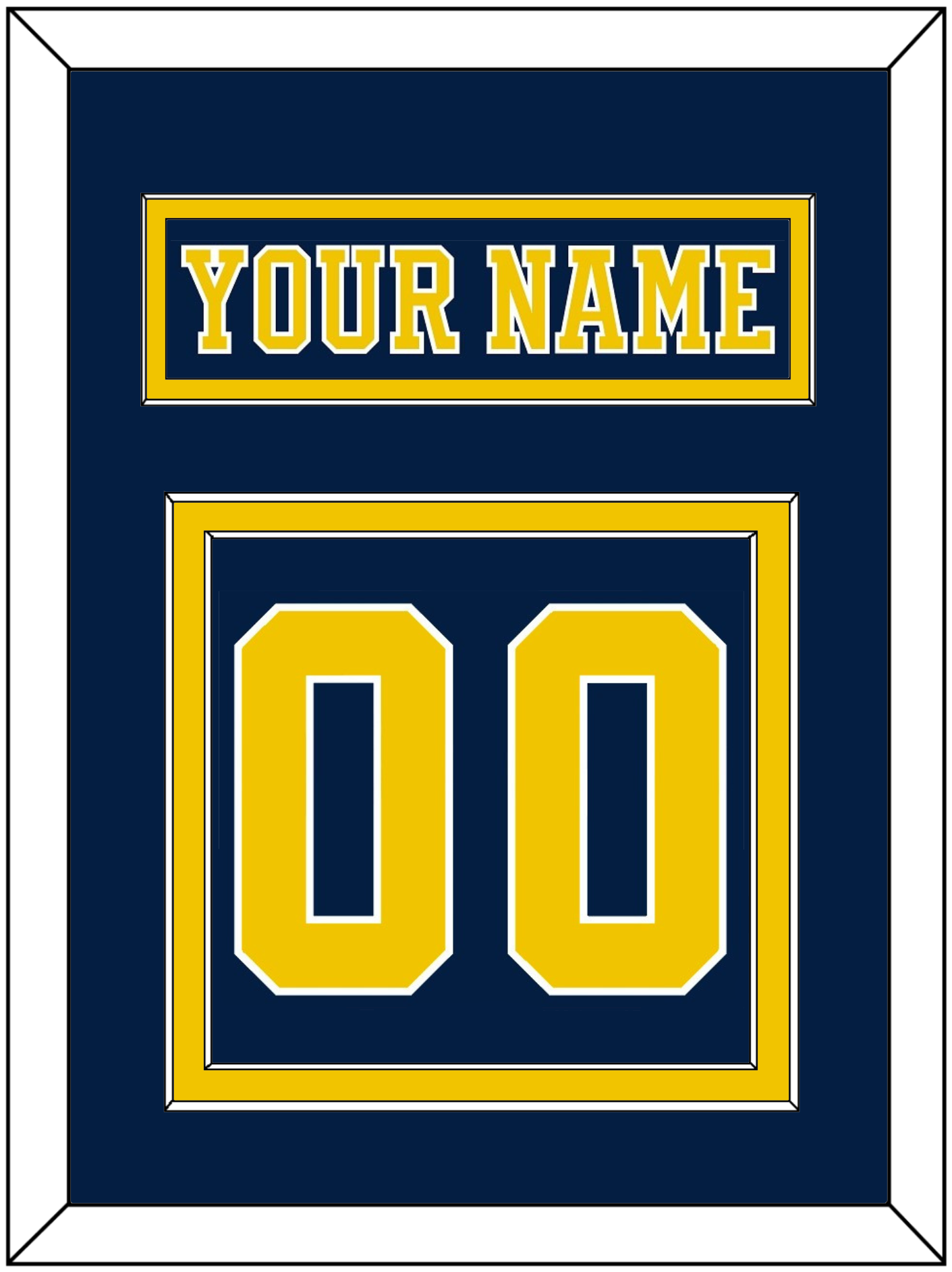 Michigan Hockey Nameplate & Number (Back) - Road Blue (2019-2020) - Signature Tier 2
