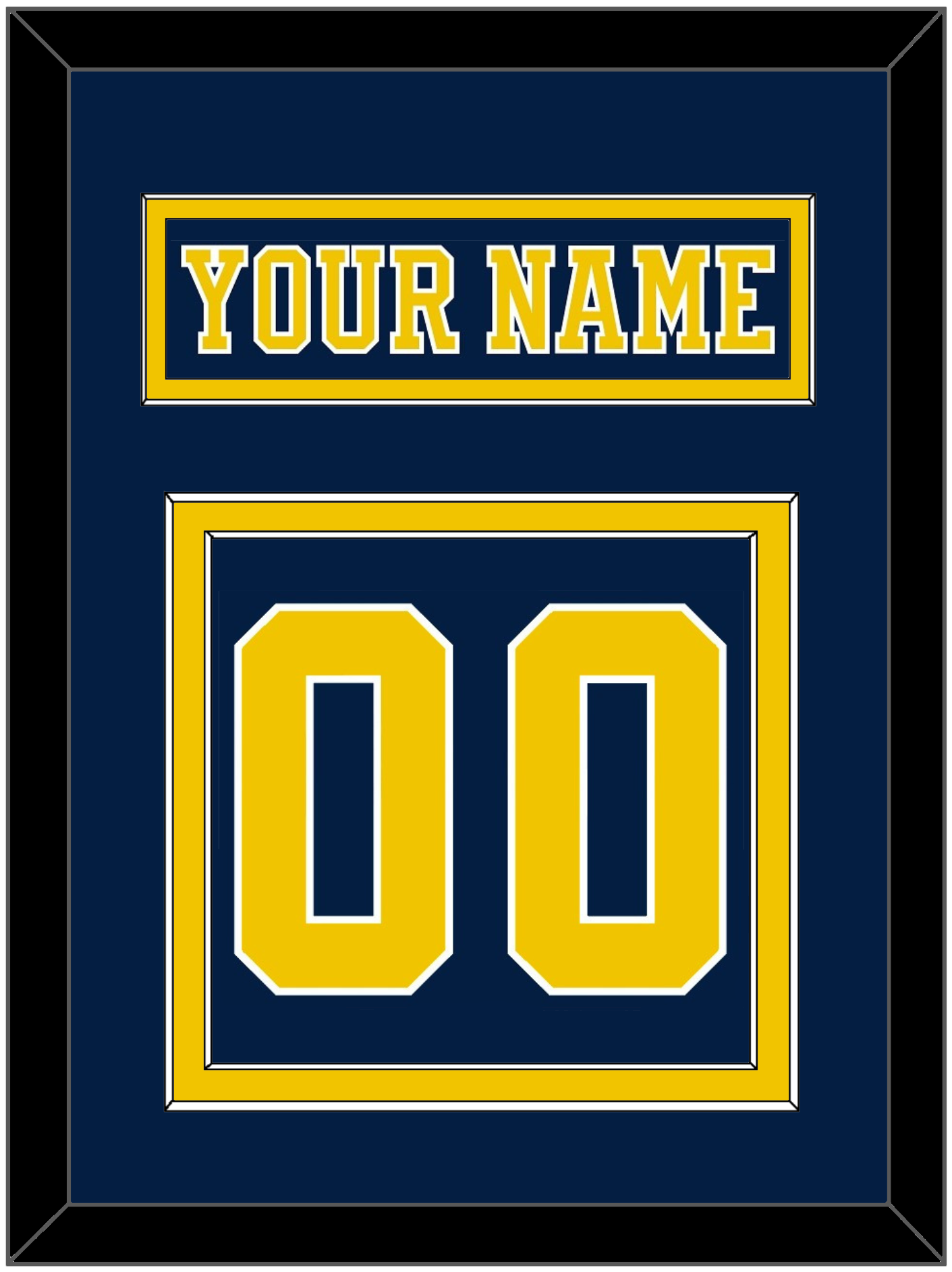 Michigan Hockey Nameplate & Number (Back) - Road Blue (2019-2020) - Signature Tier 2