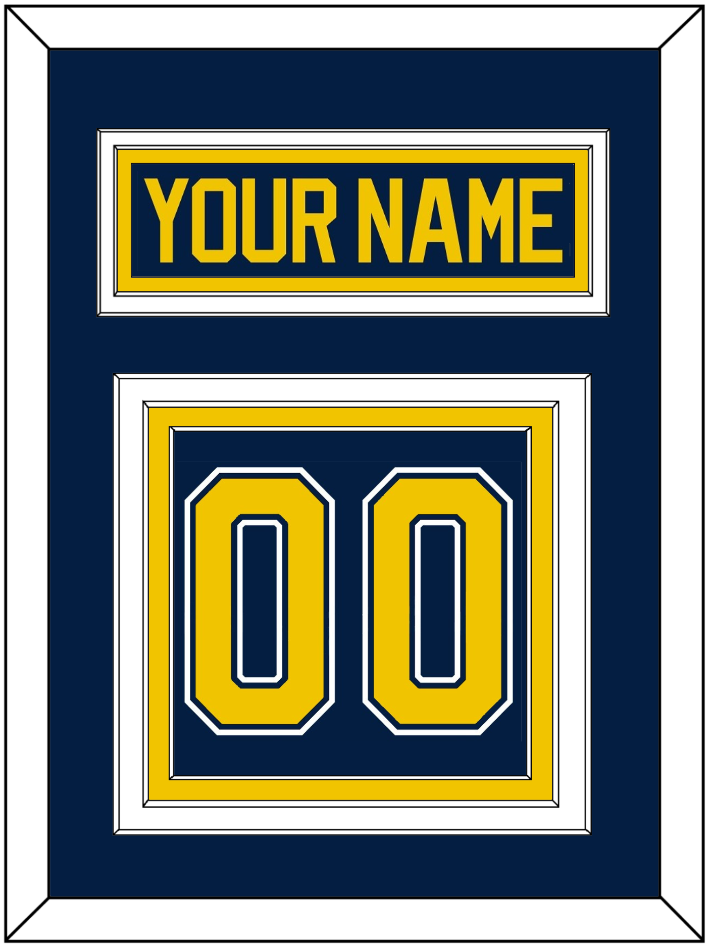 Michigan Hockey Nameplate & Number (Back) - Road Blue (2021-2023) - Premier Tier 2