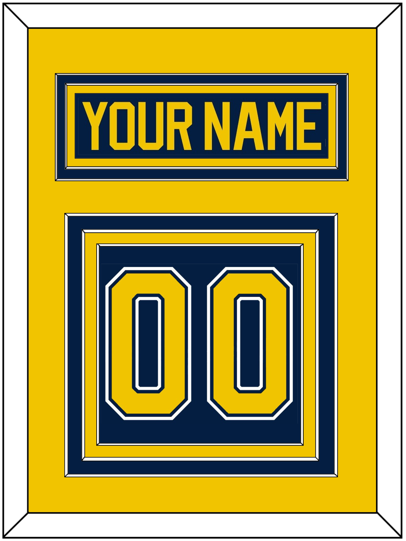 Michigan Hockey Nameplate & Number (Back) - Road Blue (2021-2023) - Premier Tier 3