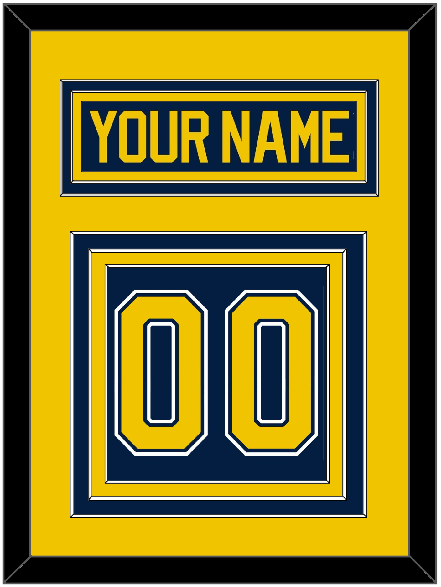 Michigan Hockey Nameplate & Number (Back) - Road Blue (2021-2023) - Premier Tier 3