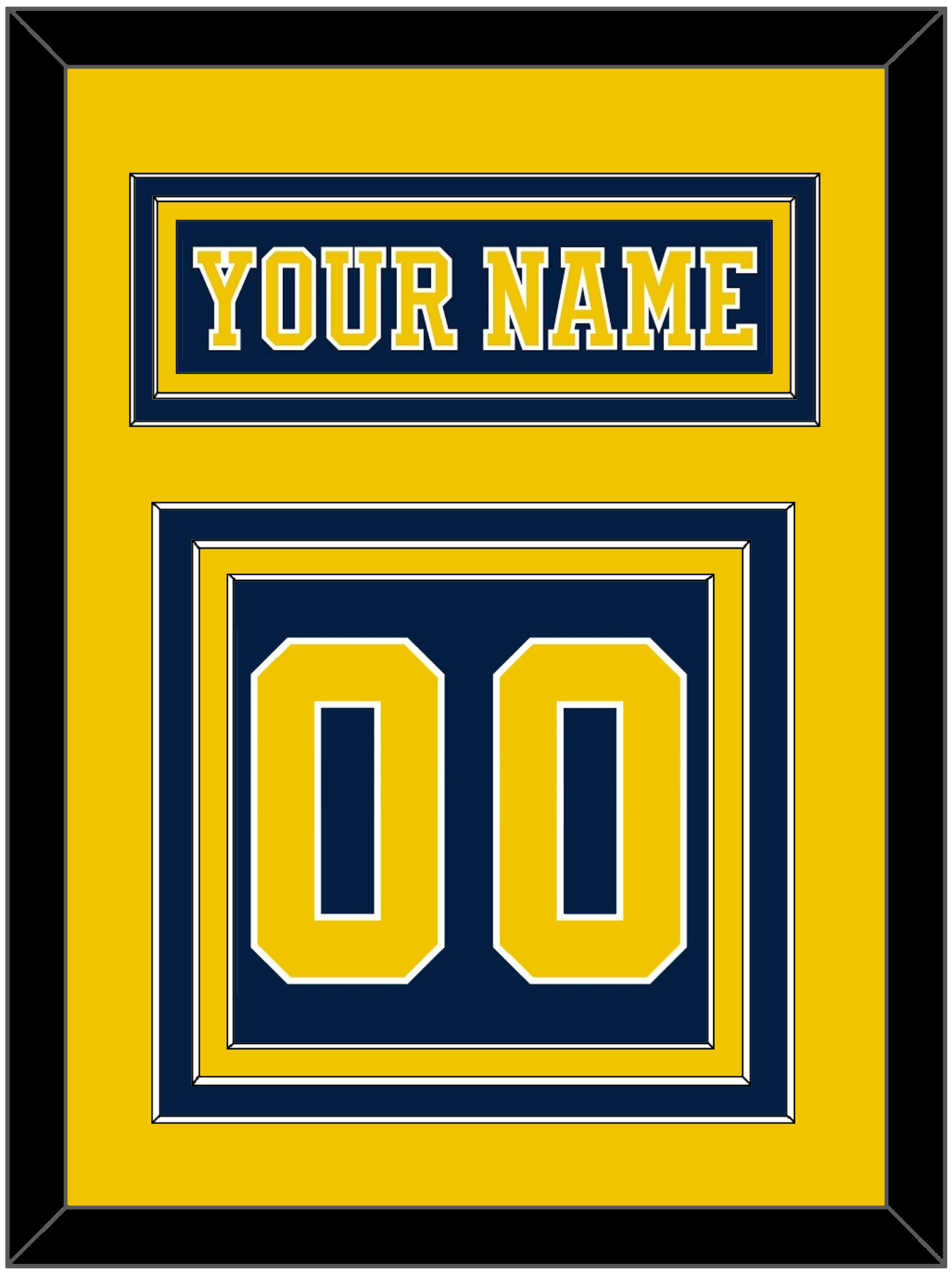 Michigan Hockey Nameplate & Number (Back) - Road Blue (2019-2020) - Premier Tier 3
