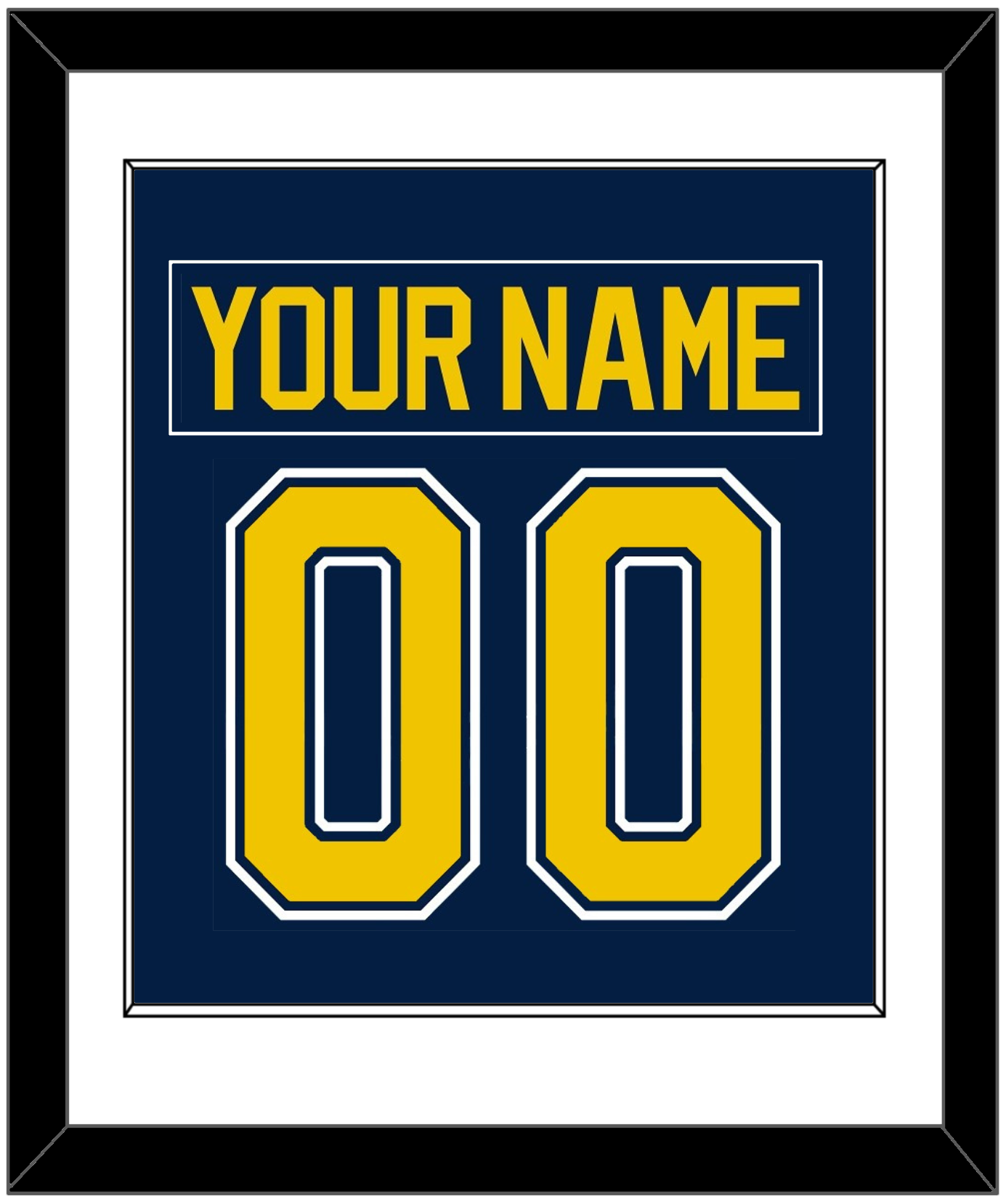 Michigan Hockey Nameplate & Number (Back) Combined - Road Blue (2021-2023) - Essential Tier 1