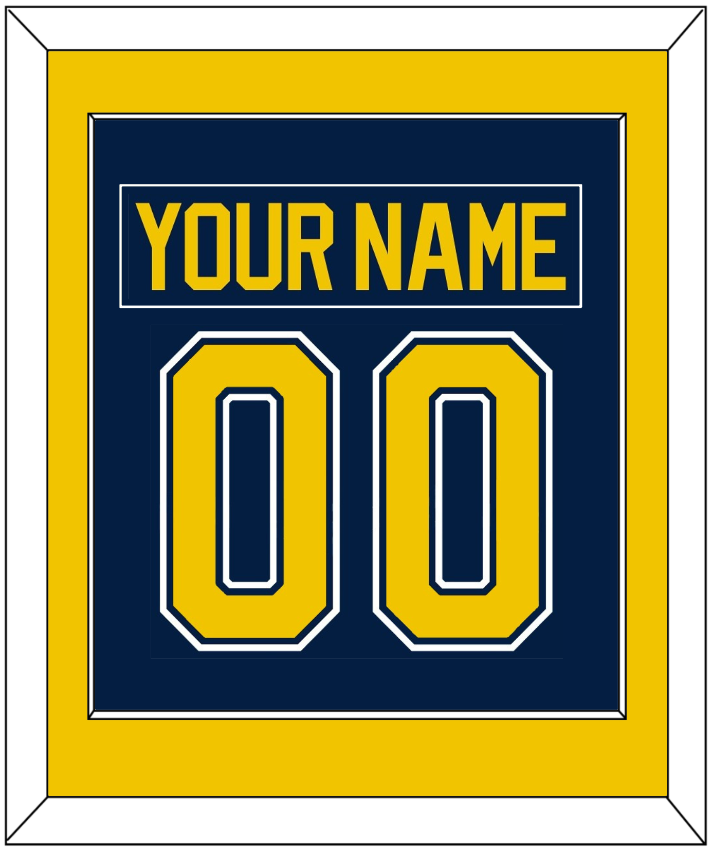Michigan Hockey Nameplate & Number (Back) Combined - Road Blue (2021-2023) - Essential Tier 2