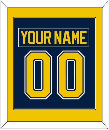 Michigan Hockey Nameplate & Number (Back) Combined - Road Blue (2021-2023) - Essential Tier 2
