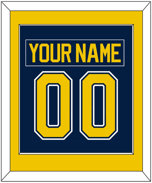 Michigan Hockey Nameplate & Number (Back) Combined - Road Blue (2021-2023) - Essential Tier 2