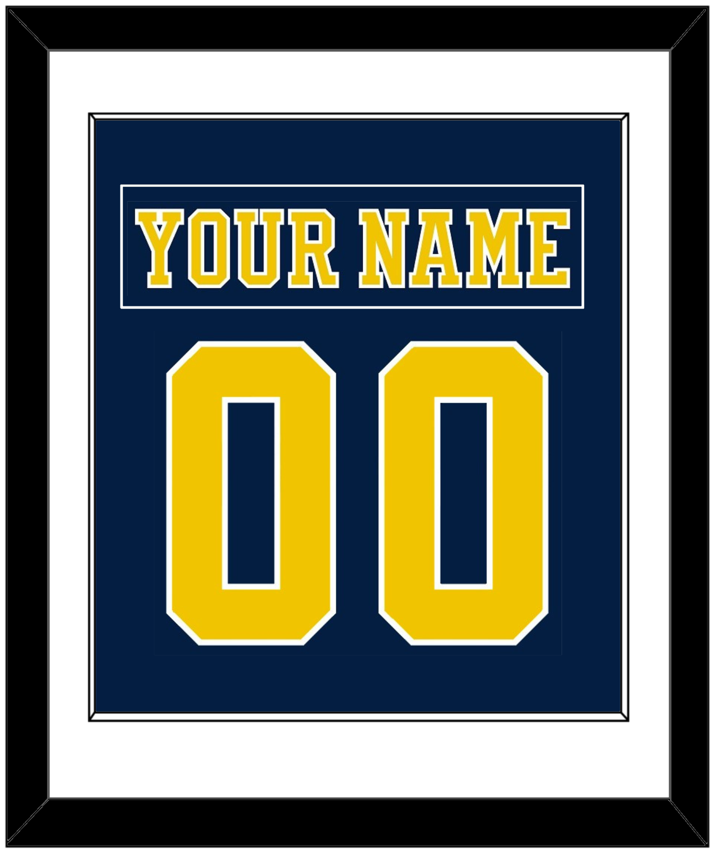 Michigan Hockey Nameplate & Number (Back) Combined - Road Blue (2019-2020) - Essential Tier 1
