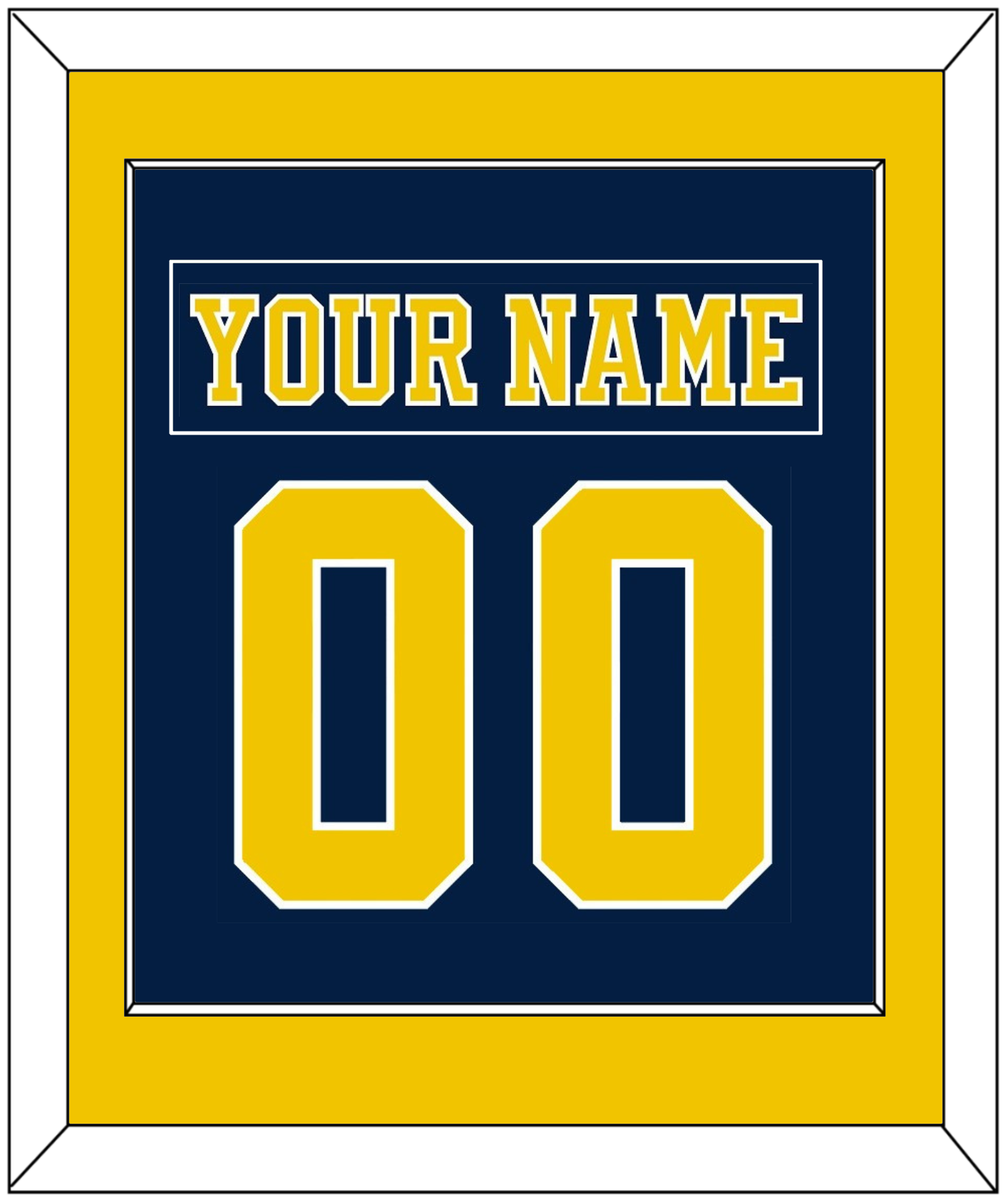Michigan Hockey Nameplate & Number (Back) Combined - Road Blue (2019-2020) - Essential Tier 2
