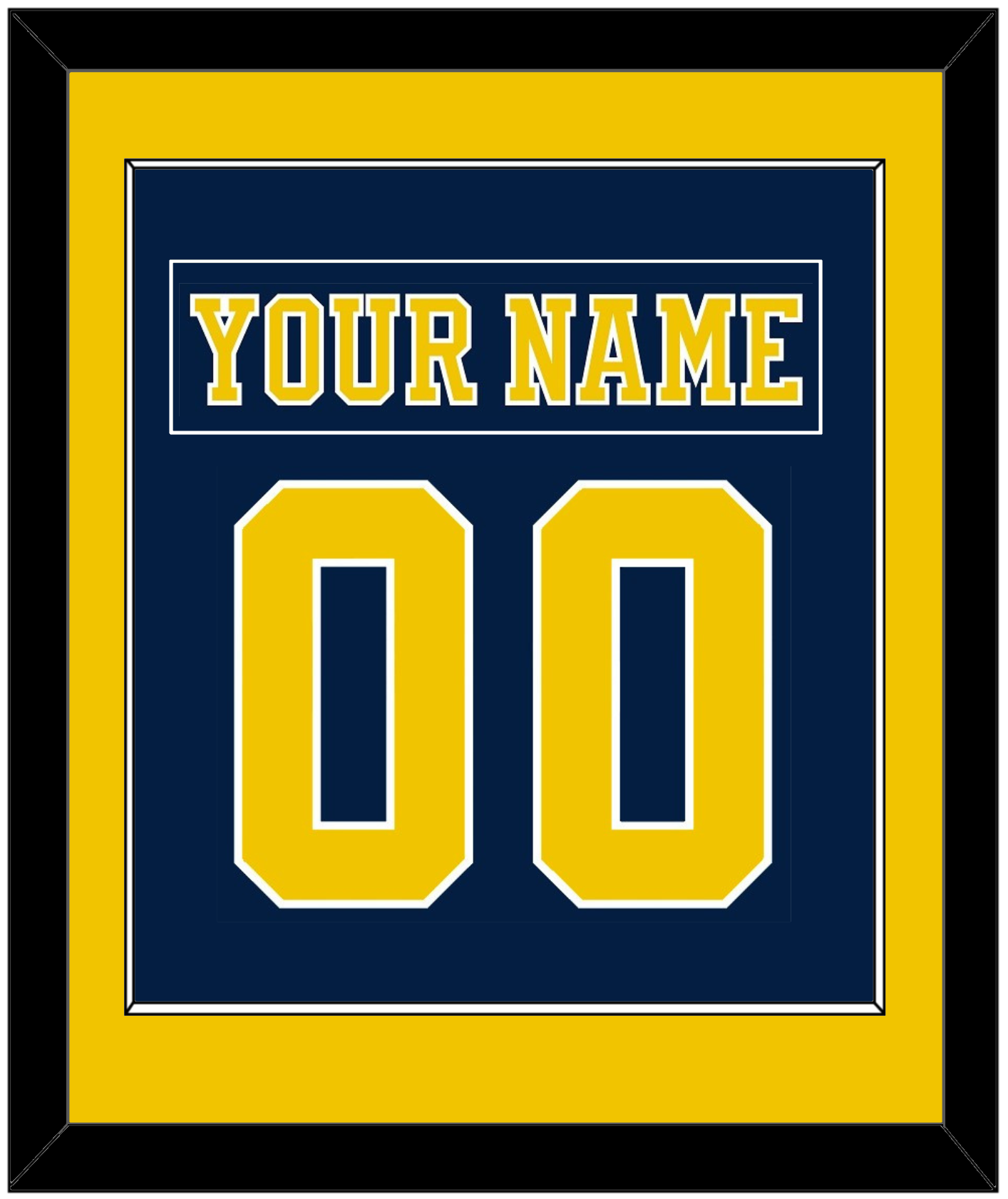 Michigan Hockey Nameplate & Number (Back) Combined - Road Blue (2019-2020) - Essential Tier 2