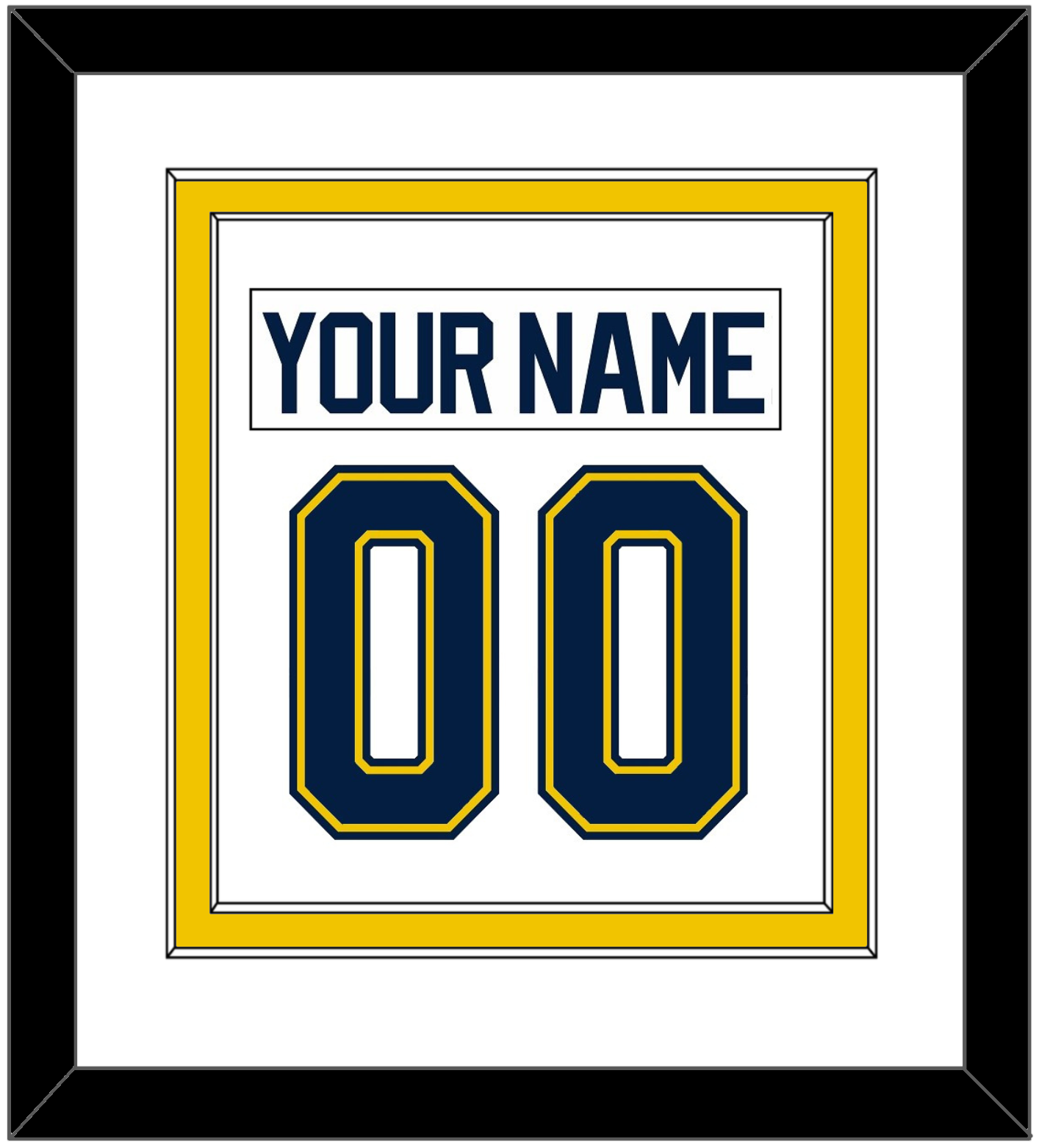 Michigan Hockey Nameplate & Number (Back) Combined - Home White (2021-2023) - Signature Tier 2