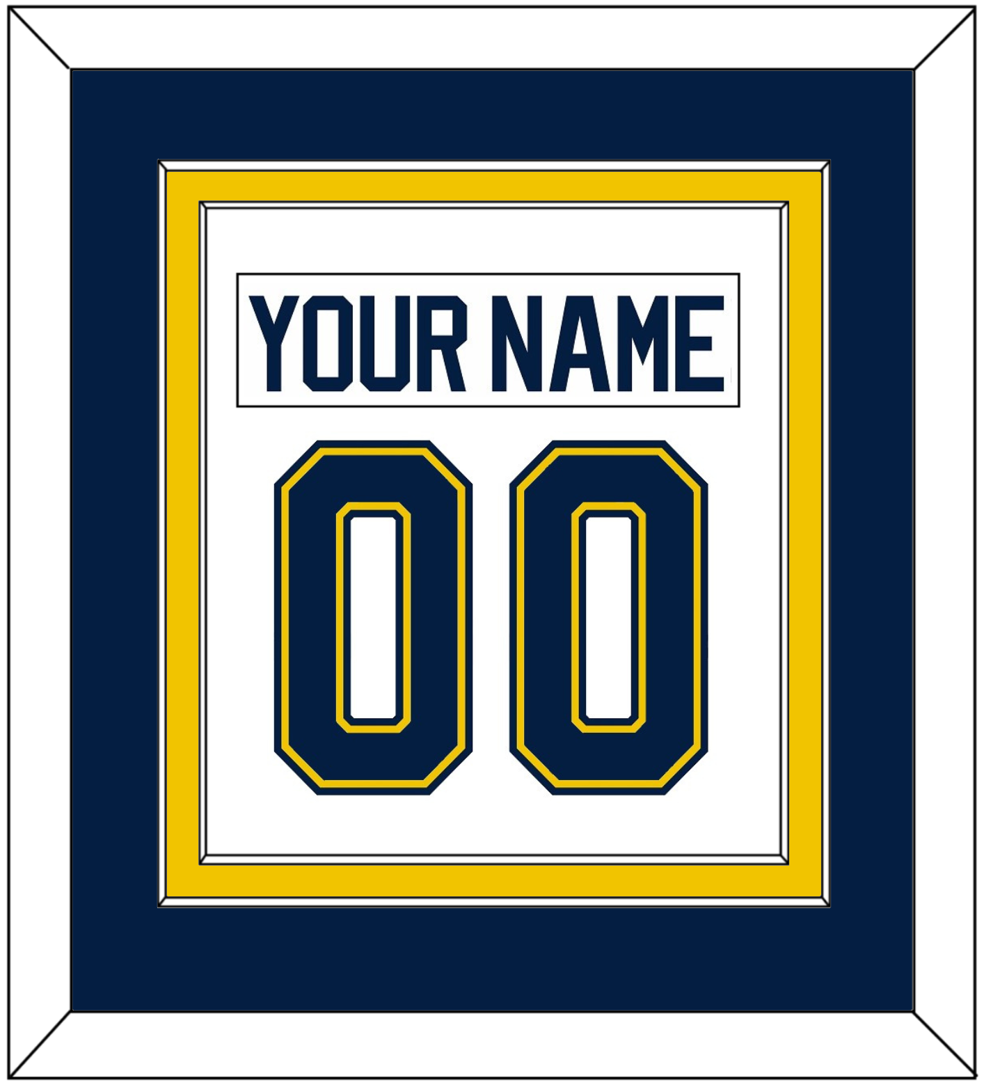 Michigan Hockey Nameplate & Number (Back) Combined - Home White (2021-2023) - Signature Tier 3