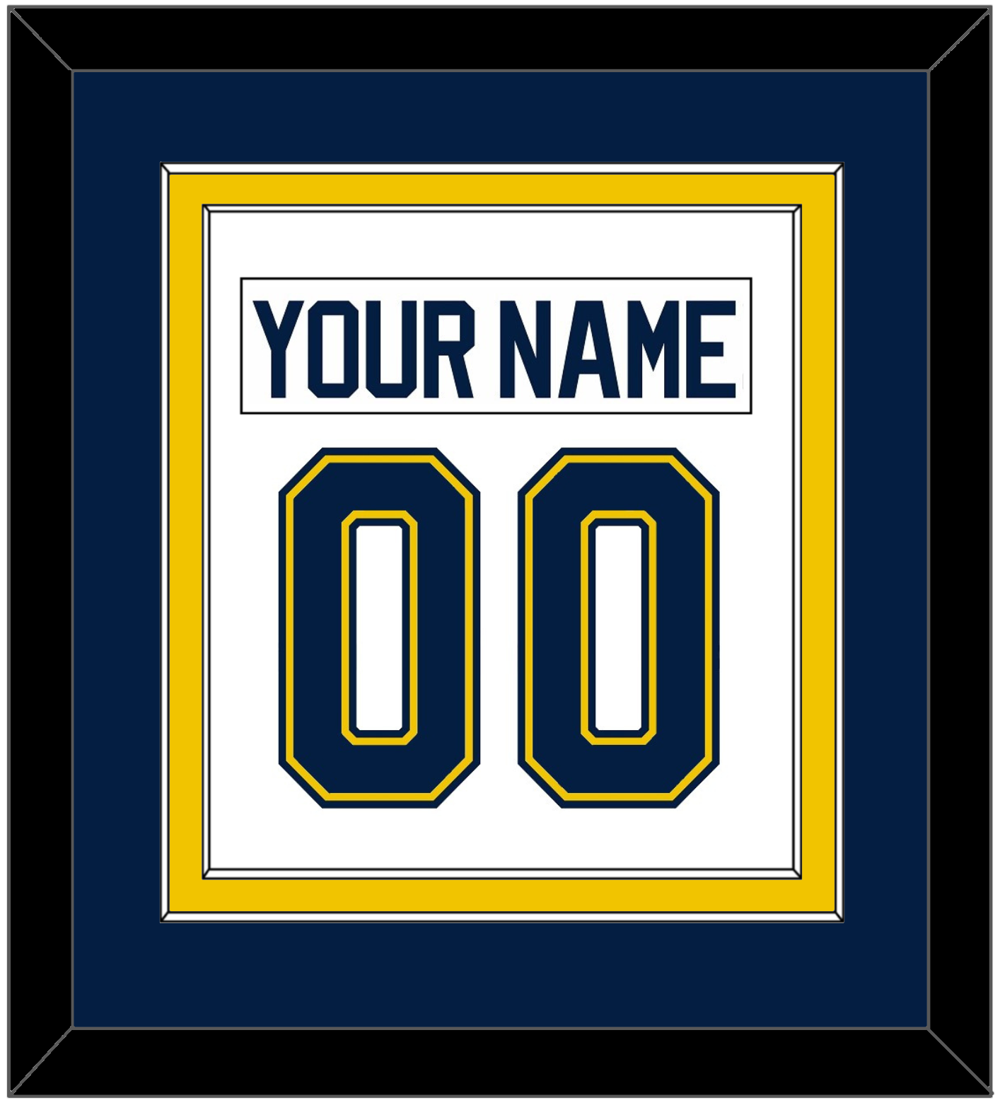 Michigan Hockey Nameplate & Number (Back) Combined - Home White (2021-2023) - Signature Tier 3