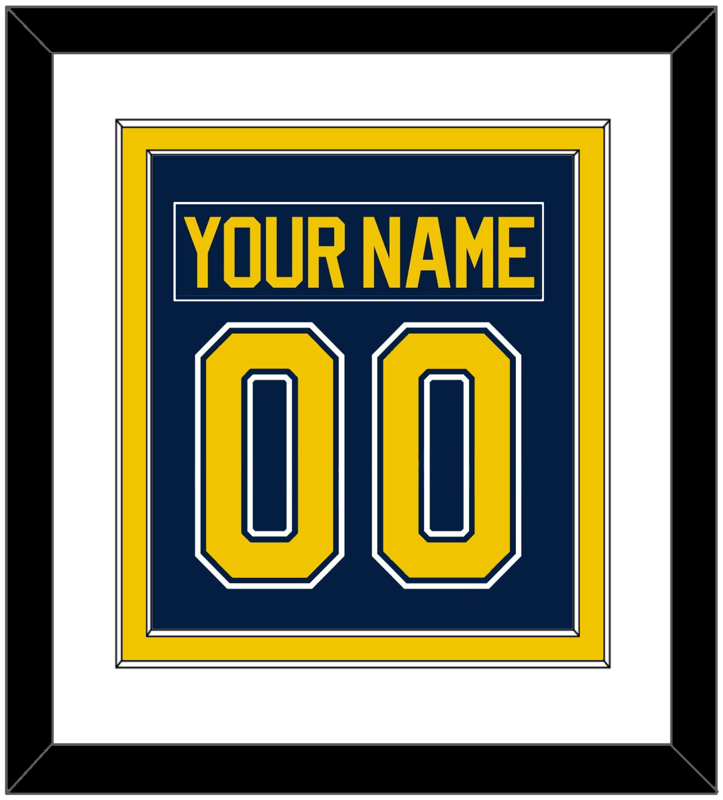 Michigan Hockey Nameplate & Number (Back) Combined - Road Blue (2021-2023) - Signature Tier 1