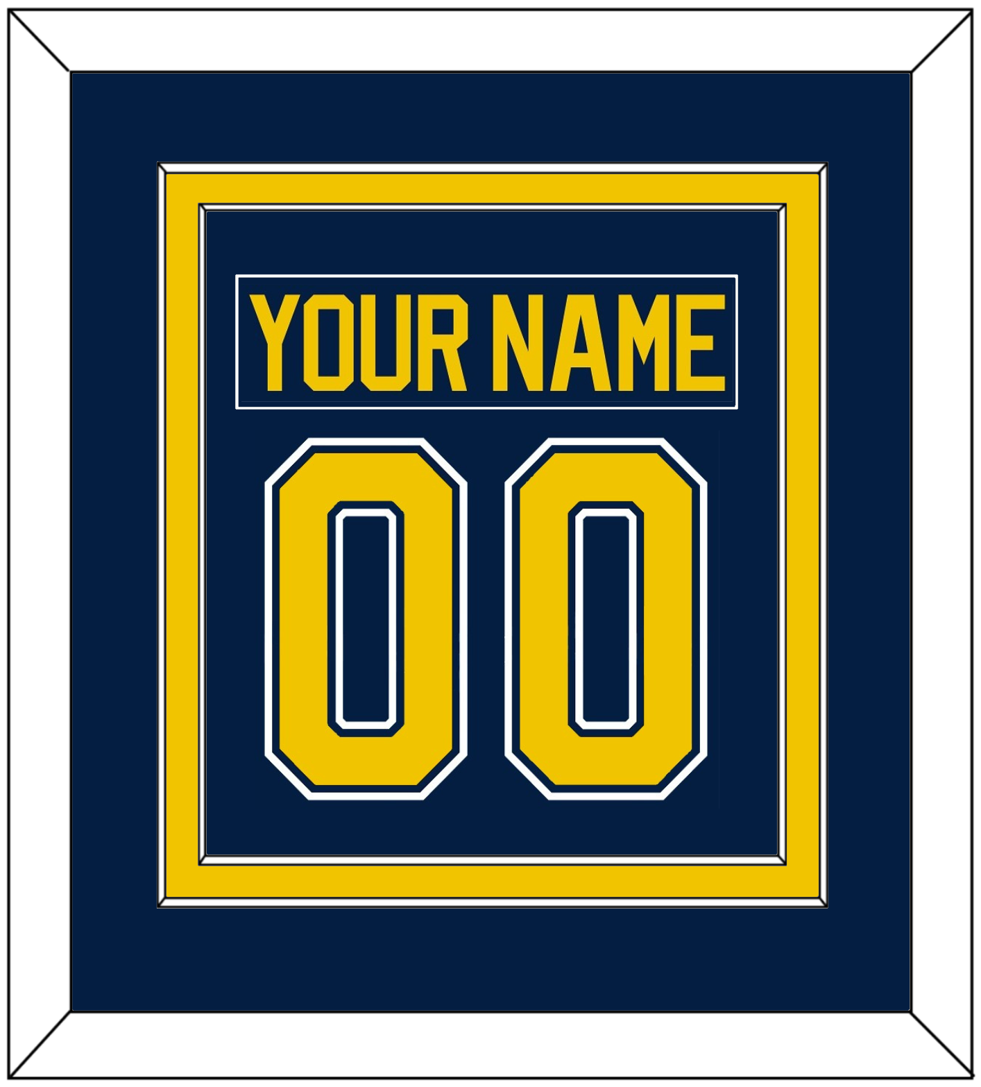 Michigan Hockey Nameplate & Number (Back) Combined - Road Blue (2021-2023) - Signature Tier 2